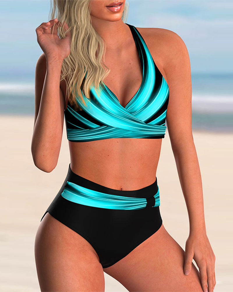 Liliana - Bikini Set con Scollo Incrociato e Stampa