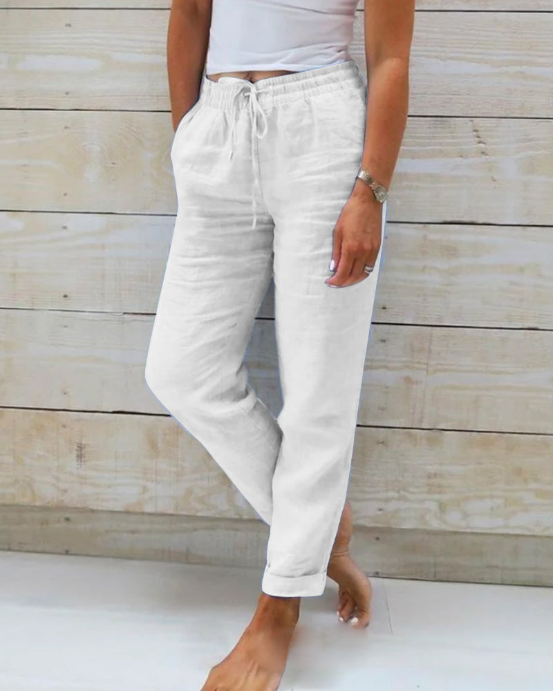 Allison - Pantaloni Eleganti in Lino e Cotone di Alta Qualità