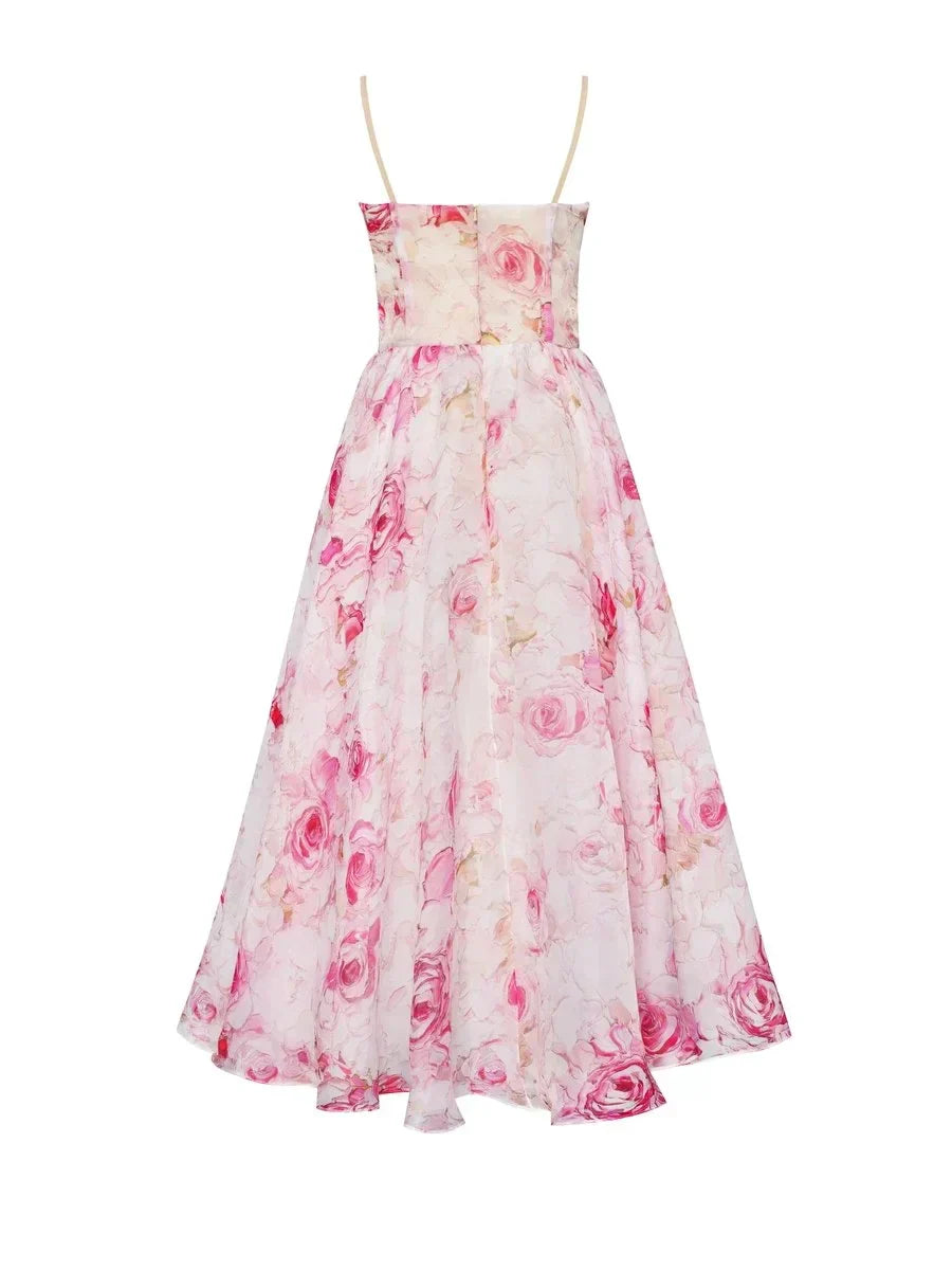 Abito Elegante Stampato Senza Spalline Emilia