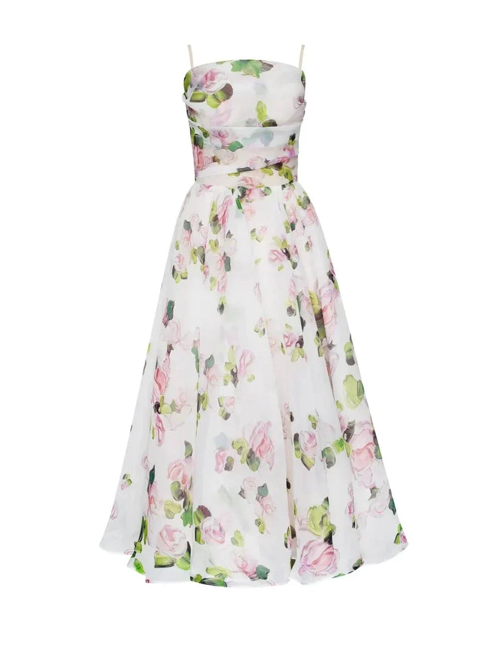 Abito Elegante Stampato Senza Spalline Emilia