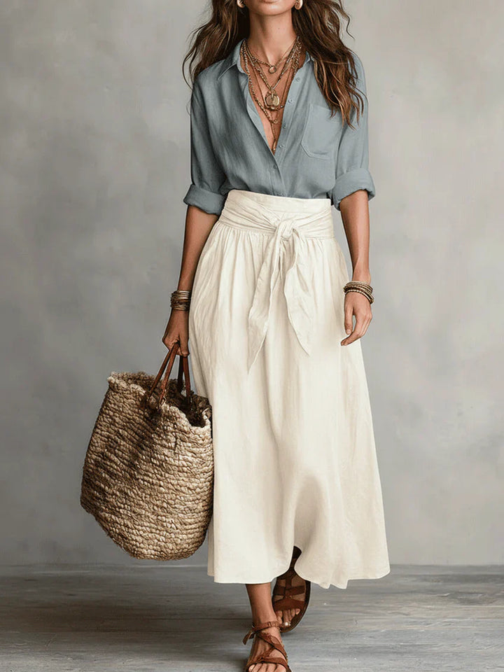 Martina | Abito Maxi Elegante e Fluido con Spalla Scoperta