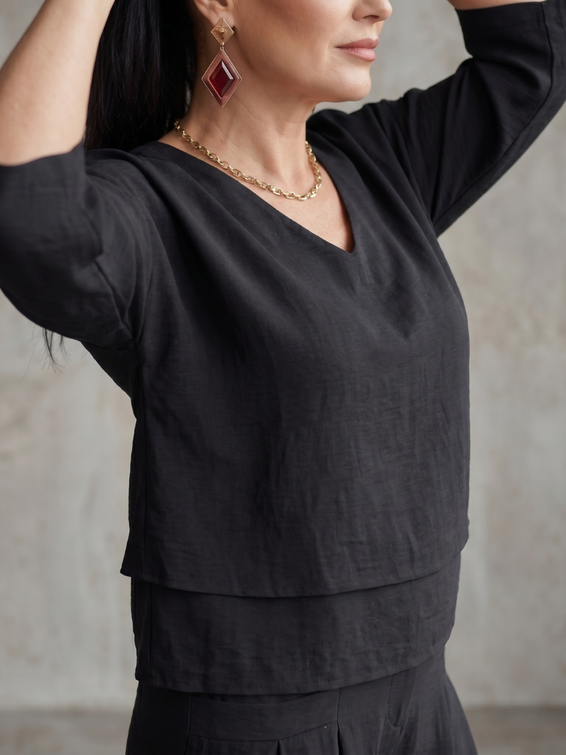 Fiume | Set Top a Strati con Pantaloni Larghi