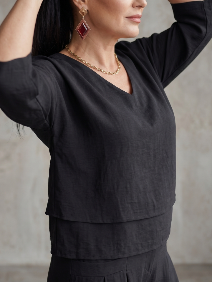 Fiume | Set Top a Strati con Pantaloni Larghi