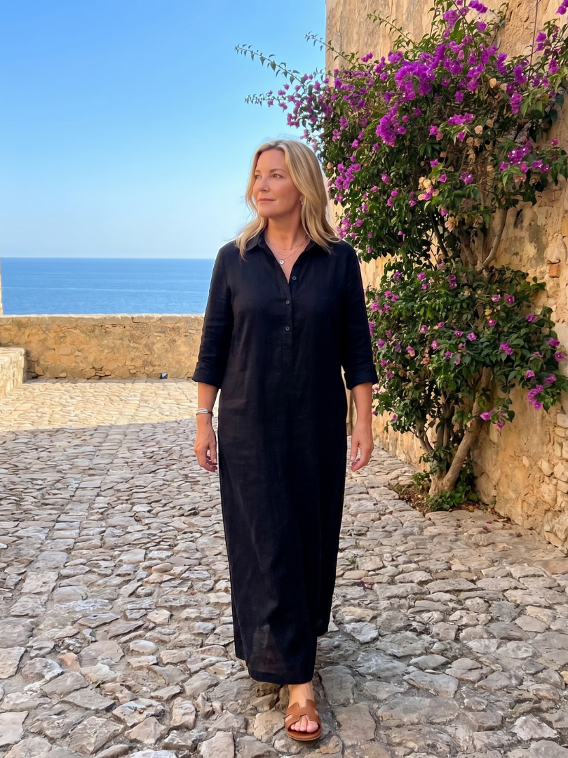 Veronica | Vestito Maxi a Maniche Lunghe con Silhouette Relaxed