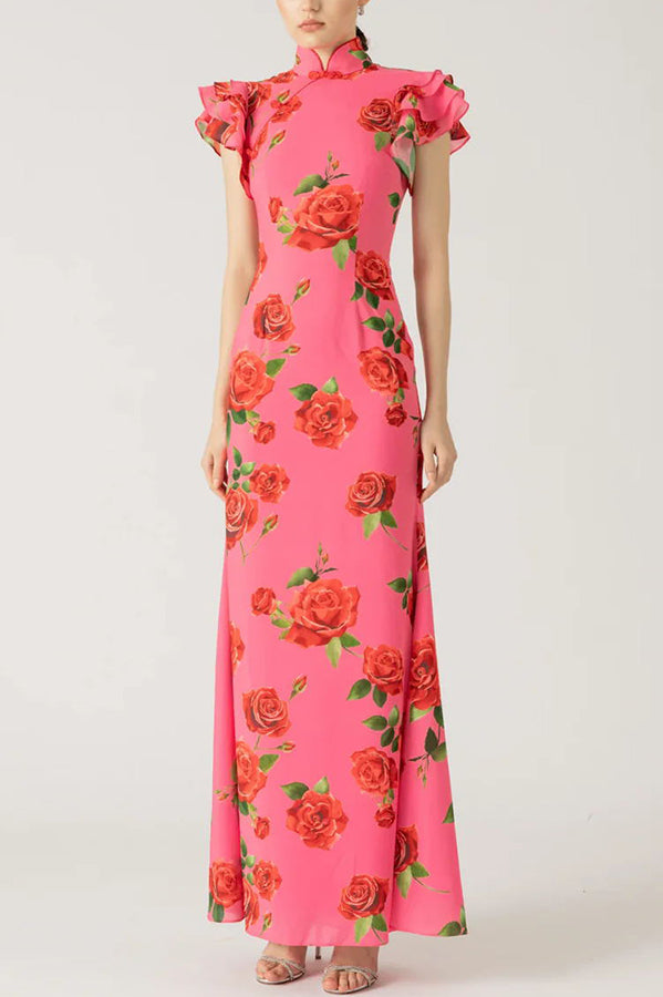 Abito Maxi Cheongsam Meilin Rose