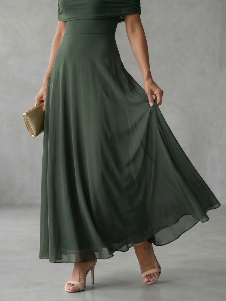 Giugno | Abito Midi Drappeggiato con Spalle Scoperte