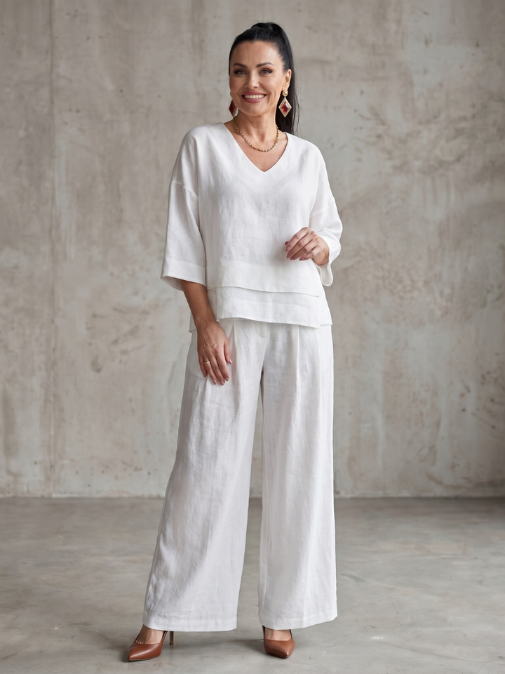 Fiume | Set Top a Strati con Pantaloni Larghi