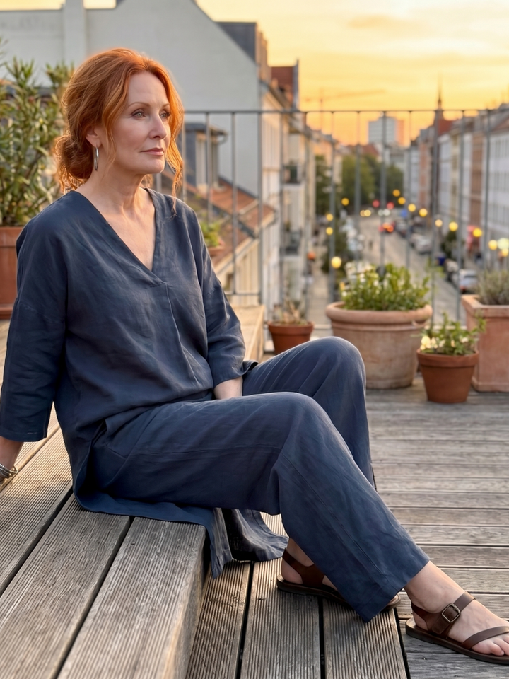 Onyx | Set Top Tunica Larga e Pantaloni a Gamba Larga