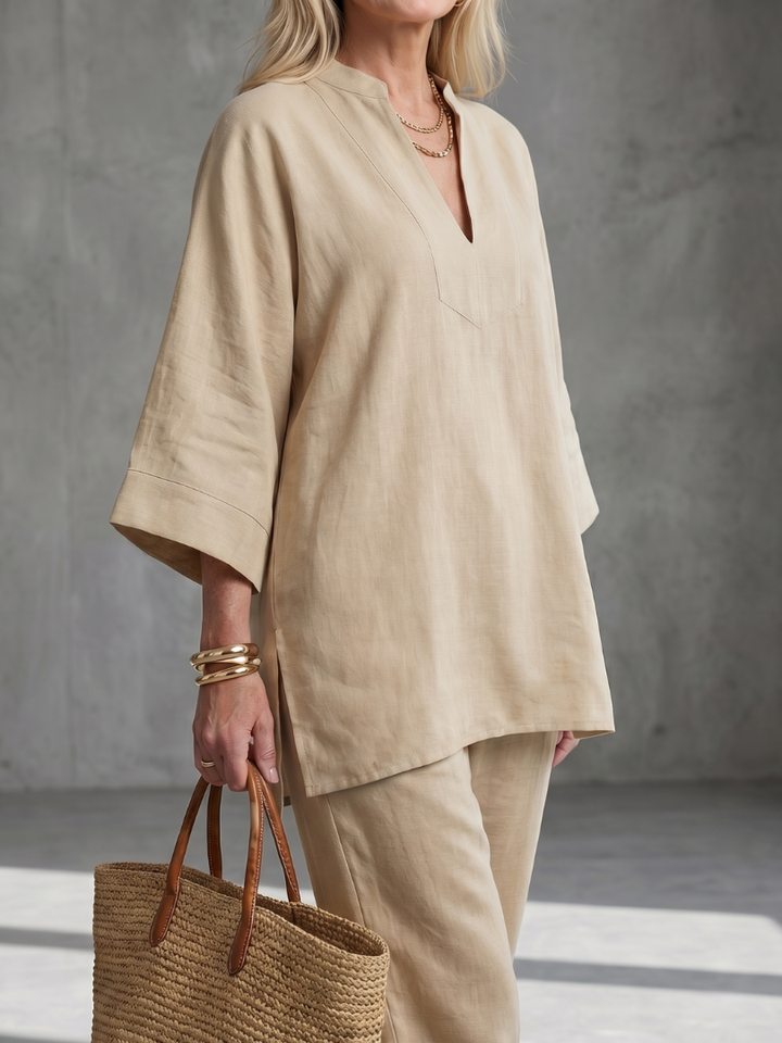 Georgiana | Set Tunica a V e Pantaloni Arricciati