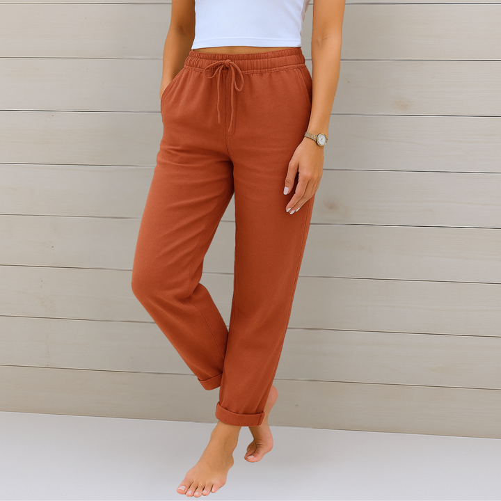 Maylora | Pantaloni Relax in Lino con Vita Regolabile