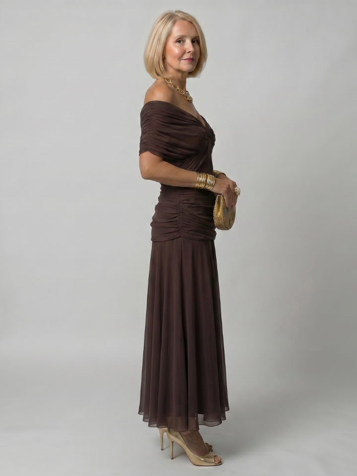 Ellis & Johnson™  | Abito Midi Off Shoulder