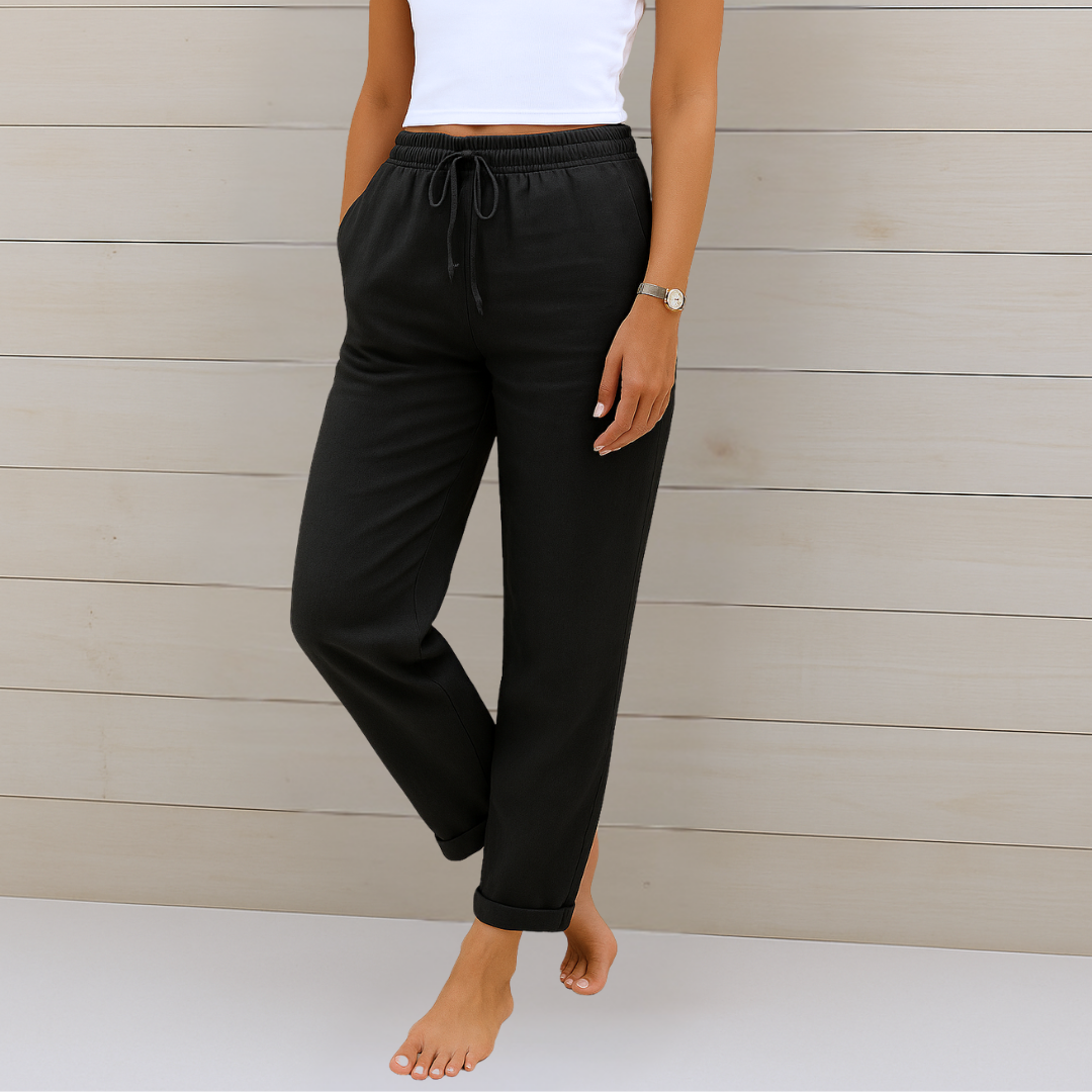 Maylora | Pantaloni Relax in Lino con Vita Regolabile