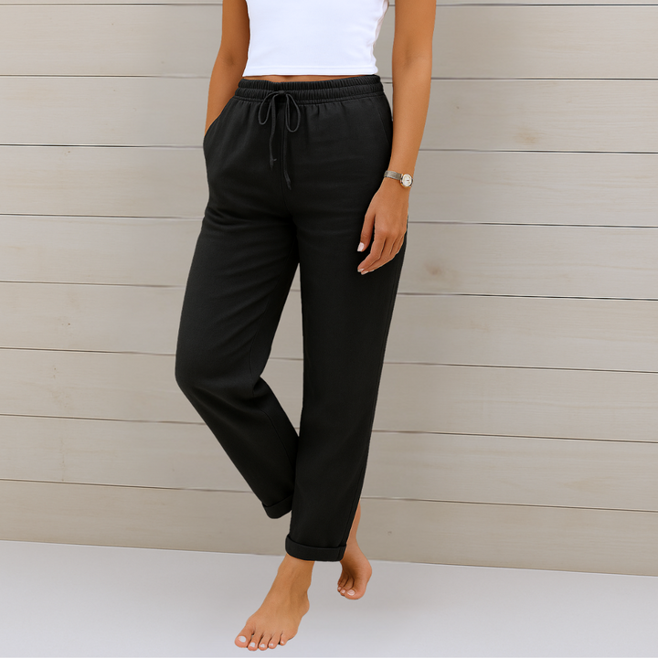 Maylora | Pantaloni Relax in Lino con Vita Regolabile