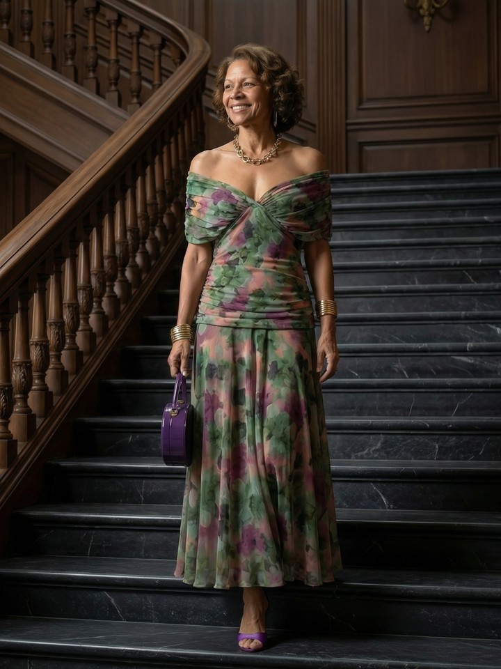 Calen | Abiti midi fluido con spalle scoperte