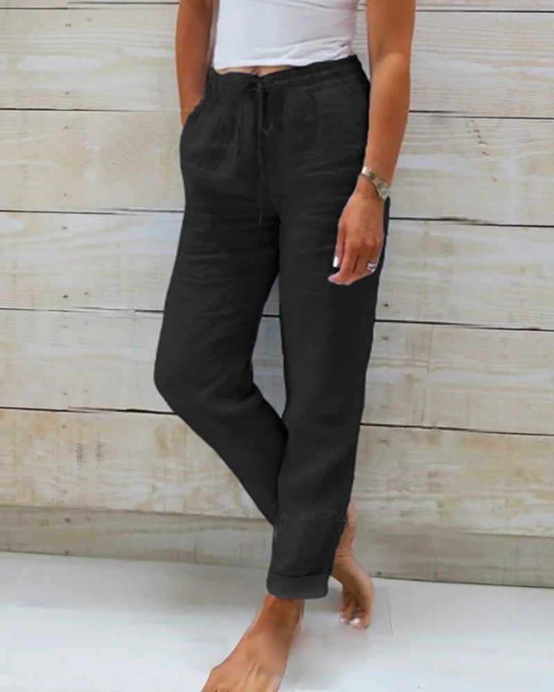 Allison - Pantaloni Eleganti in Lino e Cotone di Alta Qualità