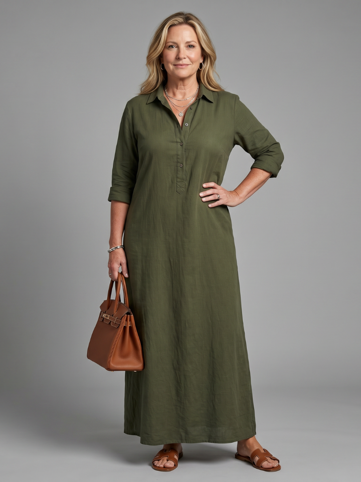 Veronica | Vestito Maxi a Maniche Lunghe con Silhouette Relaxed