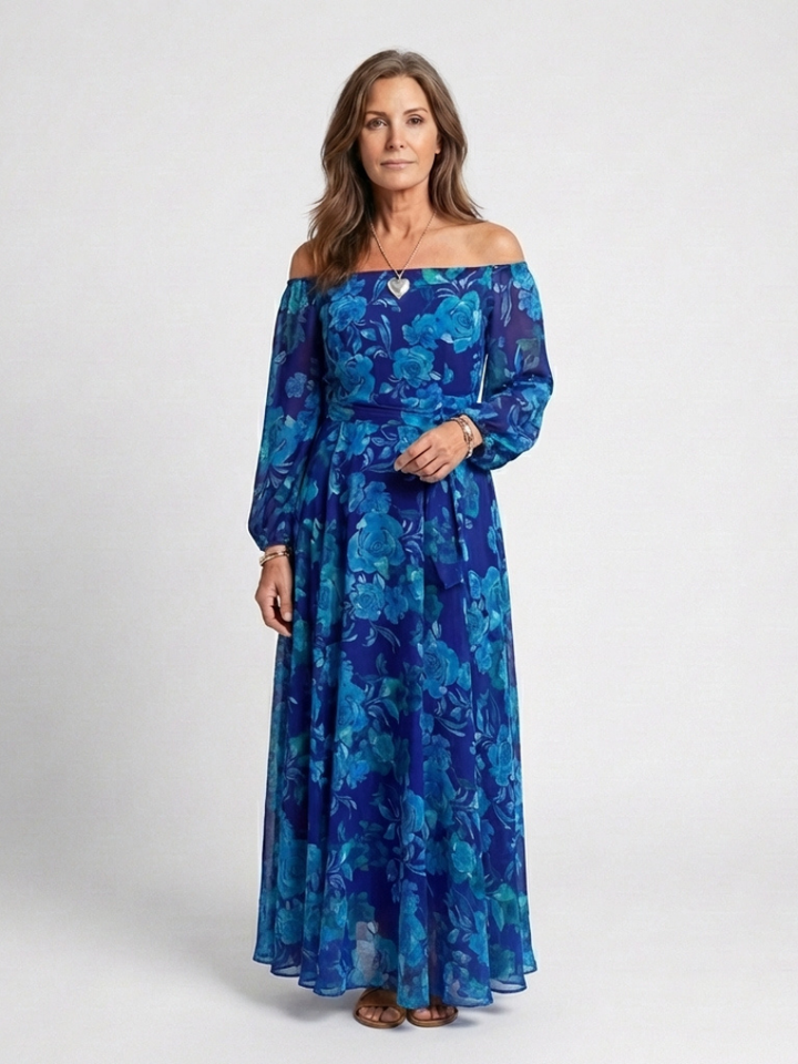 Ellis & Johnson™  | Abito Maxi Floreale Off Shoulder