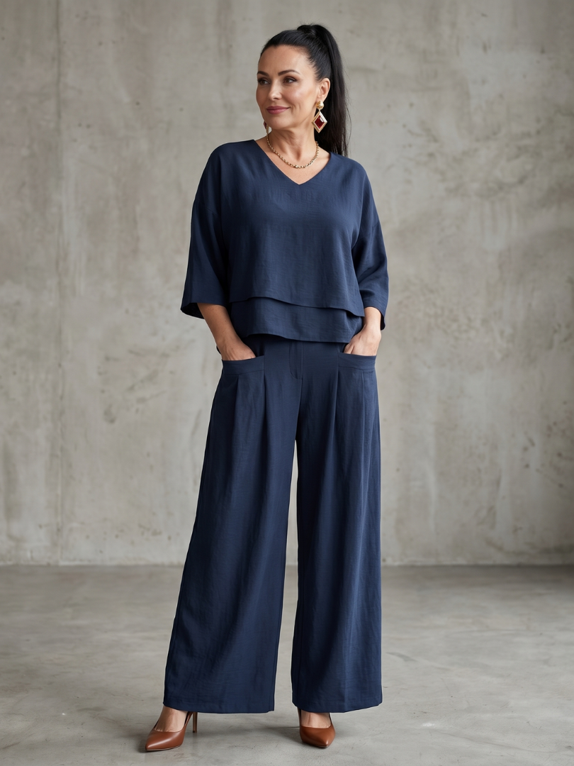 Fiume | Set Top a Strati con Pantaloni Larghi