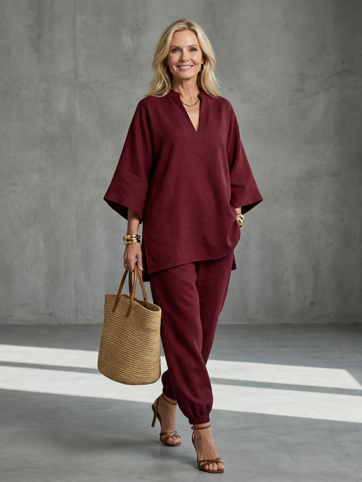 Georgiana | Set Tunica a V e Pantaloni Arricciati