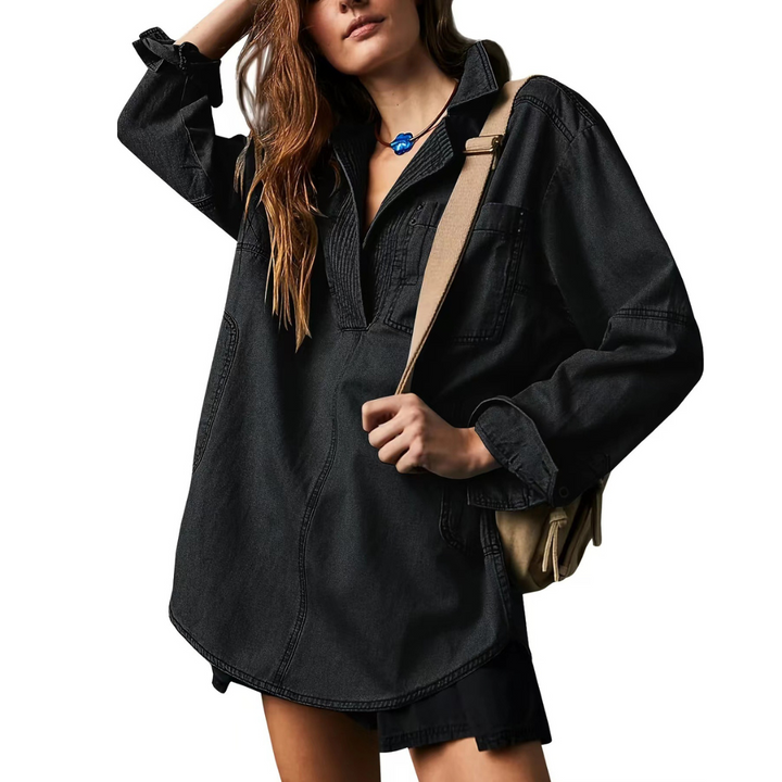 Emilia | Top Tunica in Denim con Scollatura a V Chic