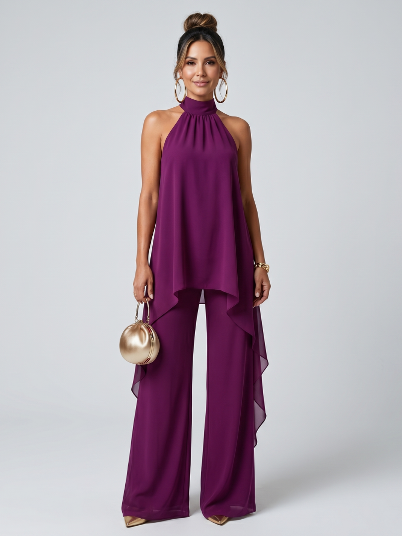 Zareen | Set Top Tunica Asimmetrica e Pantaloni a Gamba Larga