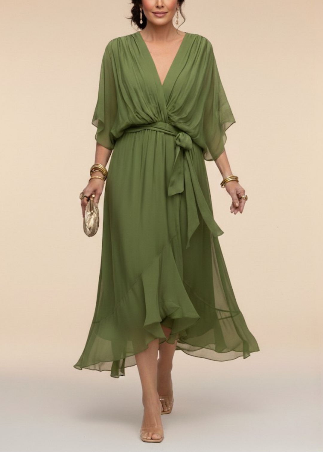 Monica | Chiffon Dress with V-Neck