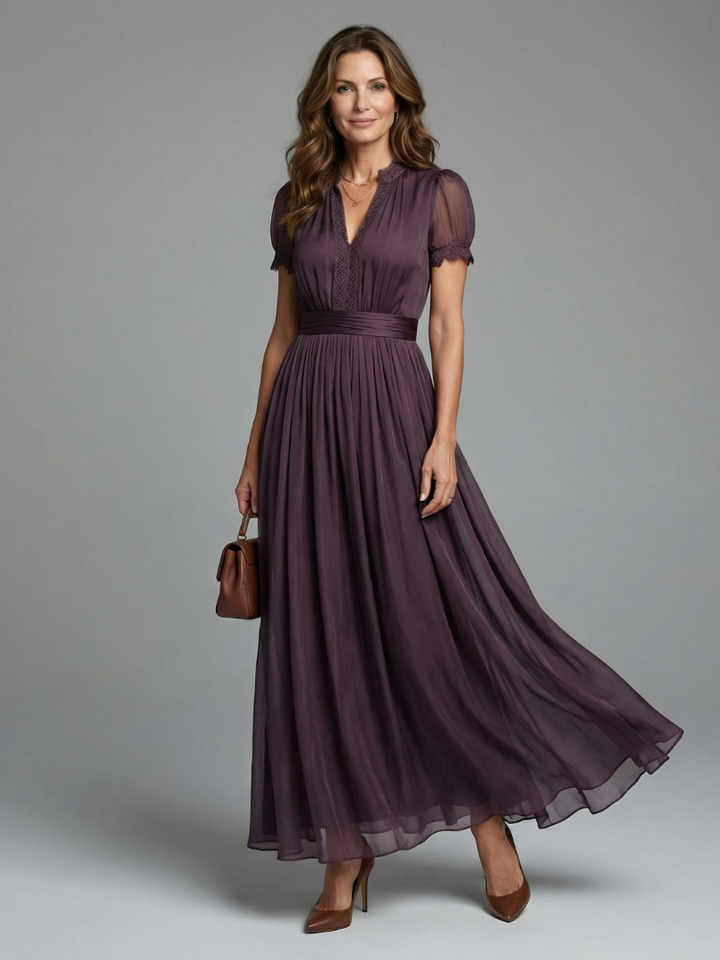Elia | Abito Maxi con Vita Arricciata e Cut-Out