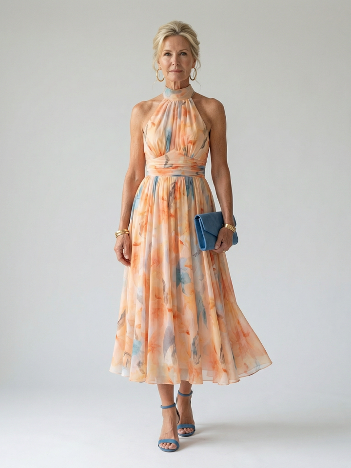 Ellis & Johnson™  | Abito Midi con Scollo Halter Morbido