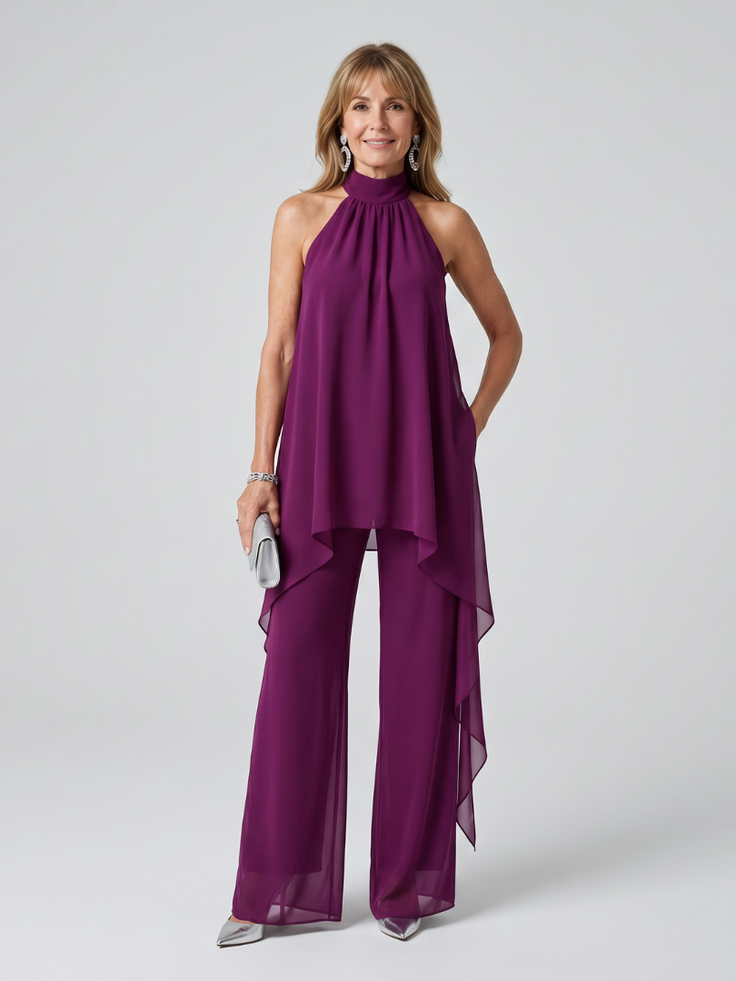 Bearim | Top Asimmetrico con Collo Halter e Pantaloni Coordinati