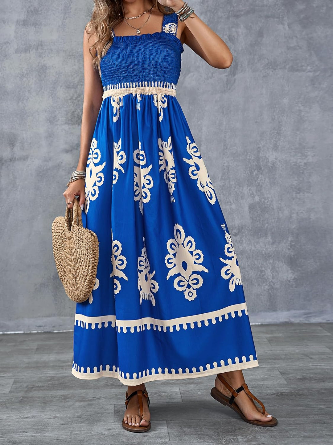 Abito A-Line Floreale con Smock Amelira