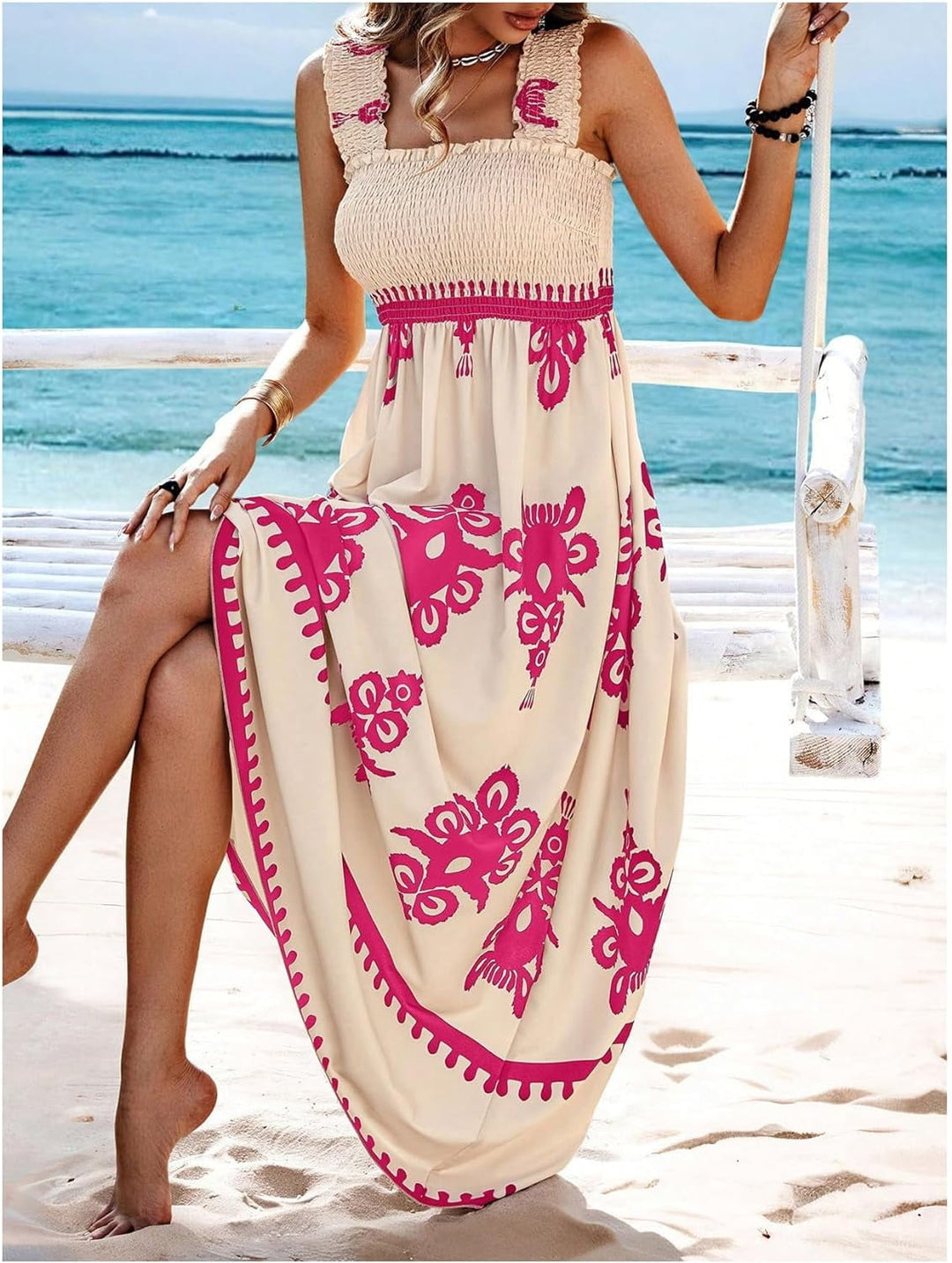 Abito A-Line Floreale con Smock Amelira