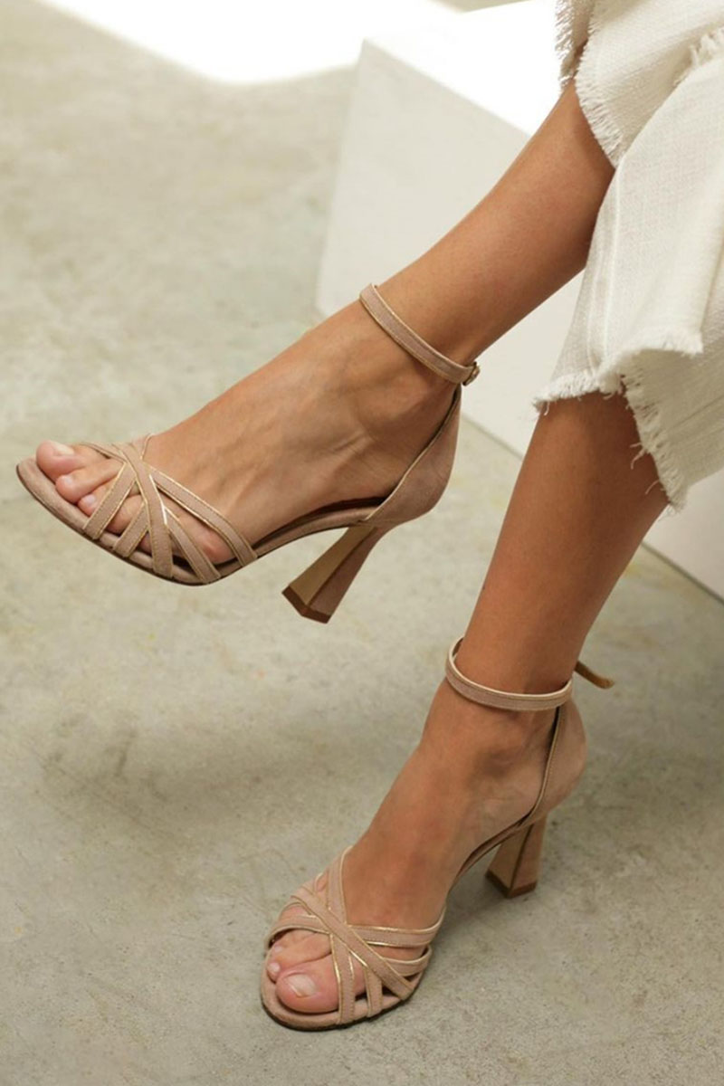 Marona™ | Sandali Patchwork con Punta Rotonda e Tacco Elegante