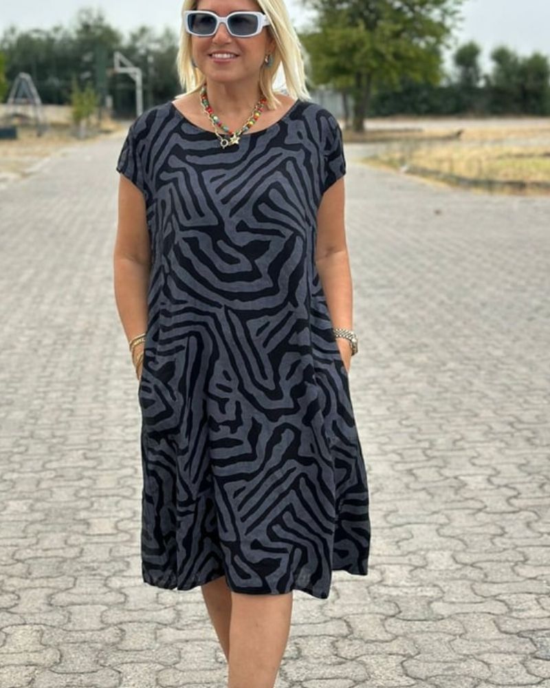 Melia | Abito estivo con scollatura rotonda e bellissima stampa