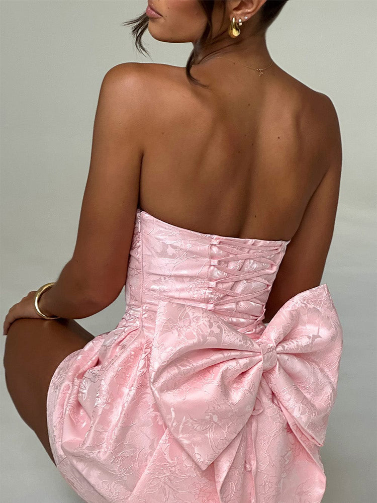 Abito Mini Jacquard con Nodo