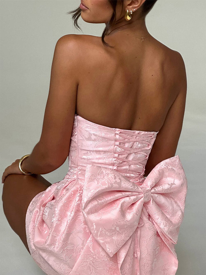 Abito Mini Jacquard con Nodo