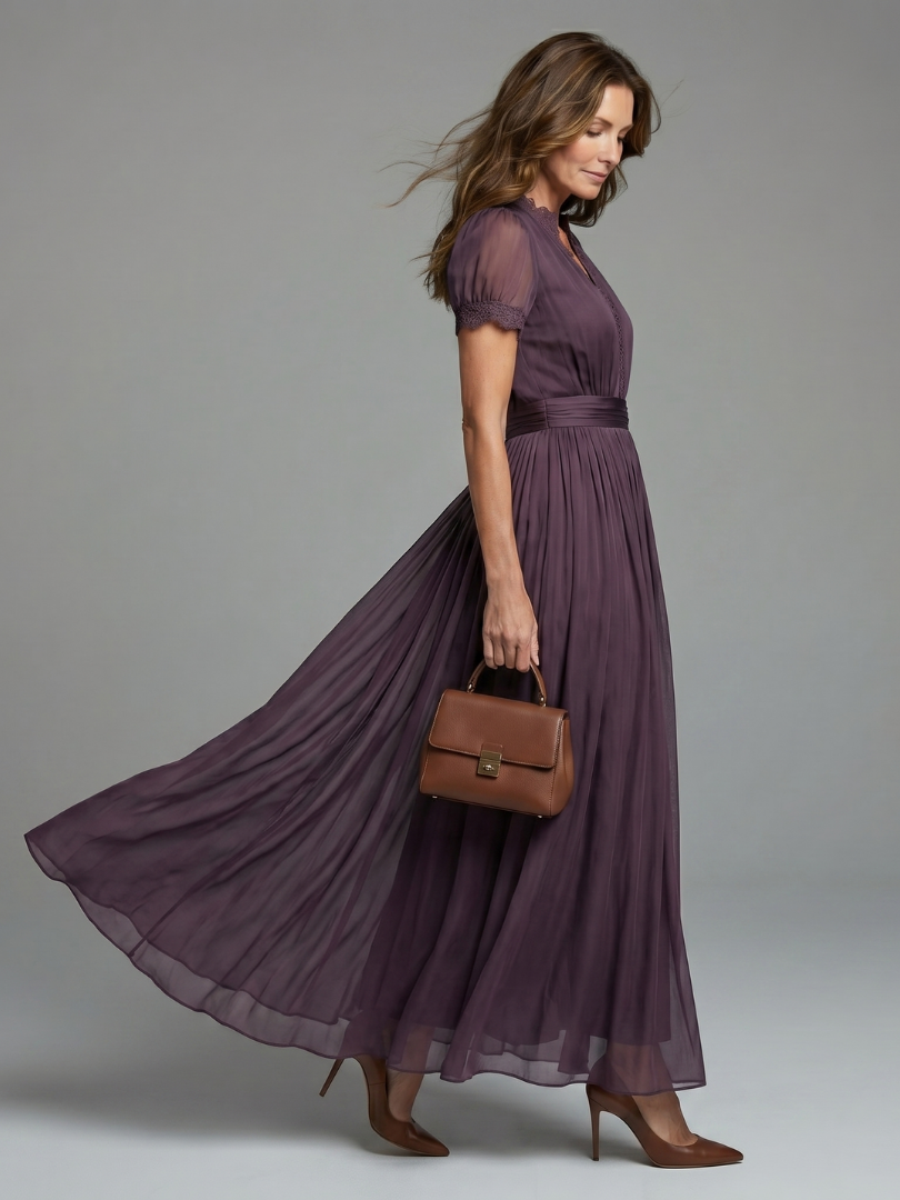 Elia | Abito Maxi con Vita Arricciata e Cut-Out