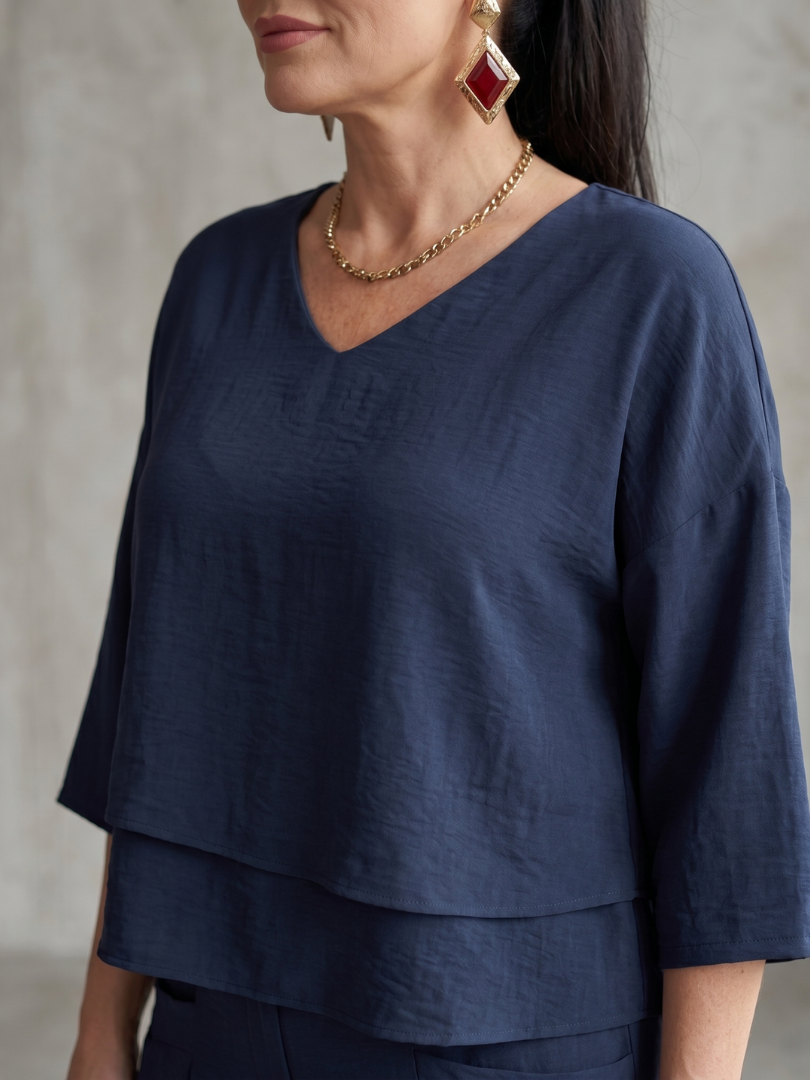 Fiume | Set Top a Strati con Pantaloni Larghi