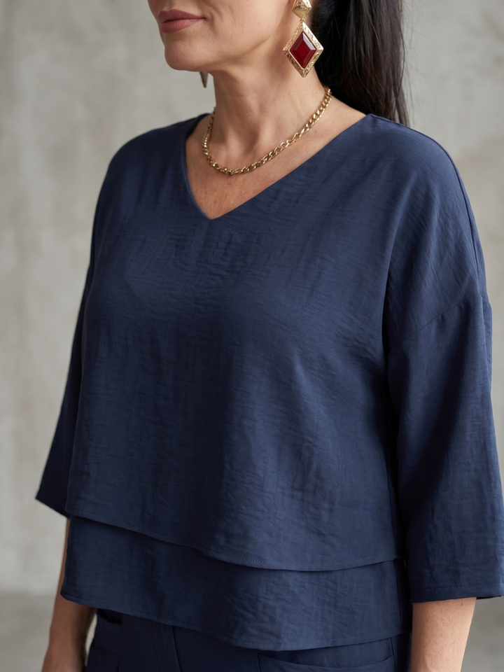 Fiume | Set Top a Strati con Pantaloni Larghi