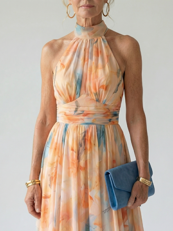 Ellis & Johnson™  | Abito Midi con Scollo Halter Morbido