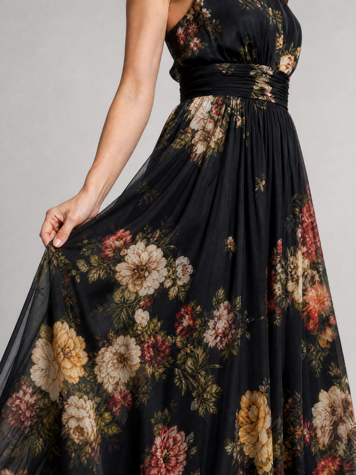 Sior | Abito Midi con Collo Halter a Fiori