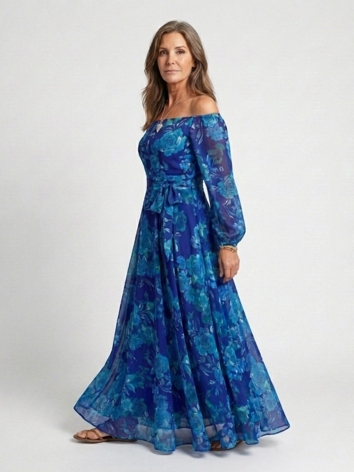 Ellis & Johnson™  | Abito Maxi Floreale Off Shoulder