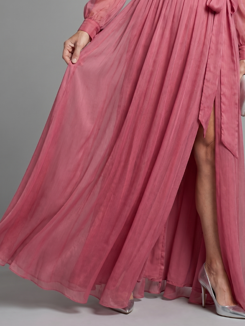Meredith | Abito Maxi Trasparente a Maniche Lunghe
