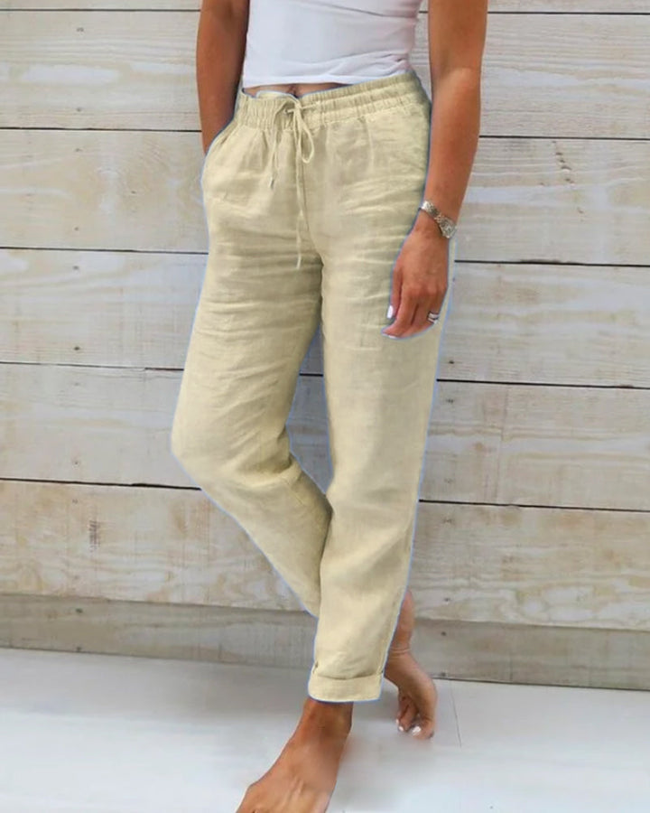 Allison - Pantaloni Eleganti in Lino e Cotone di Alta Qualità