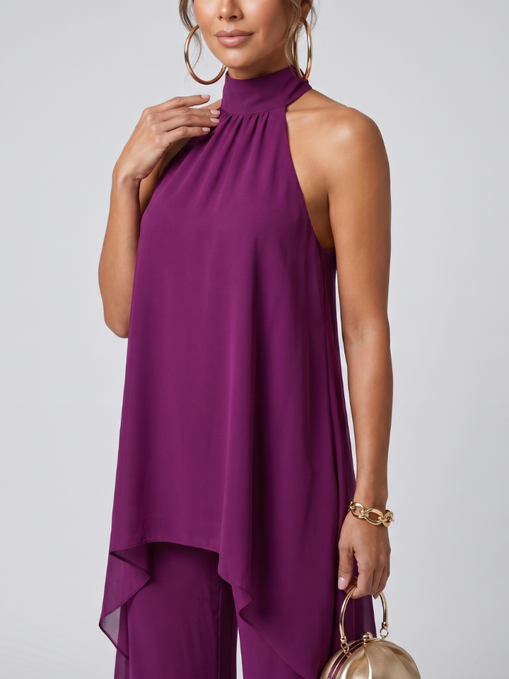 Zareen | Set Top Tunica Asimmetrica e Pantaloni a Gamba Larga