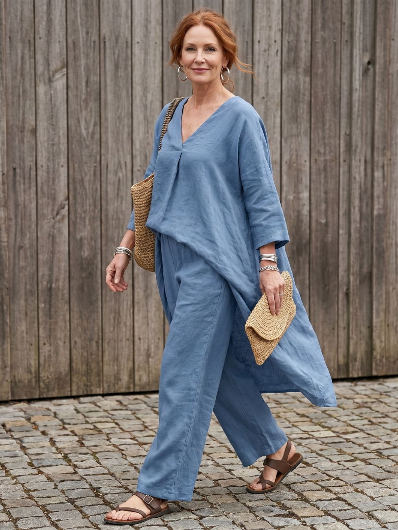 Onyx | Set Top Tunica Larga e Pantaloni a Gamba Larga