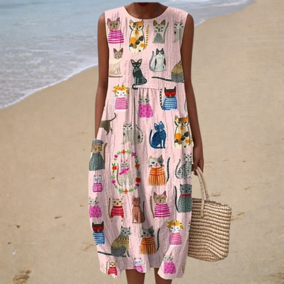 Chloé | Abito Midi Stampato Gatti