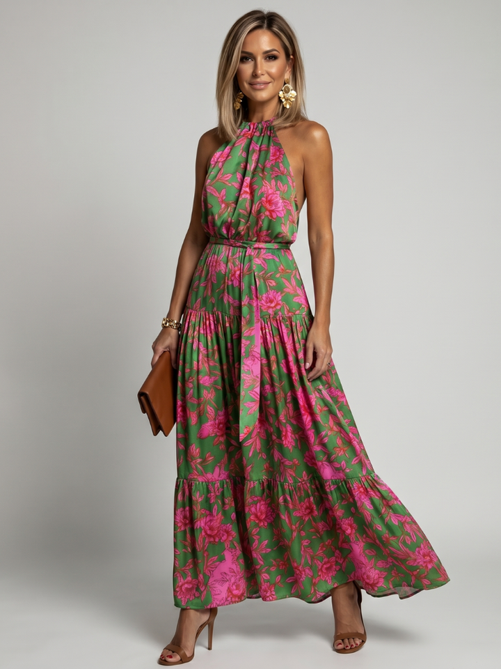 Rowen | Abito Midi con Scollo Halter Drappeggiato