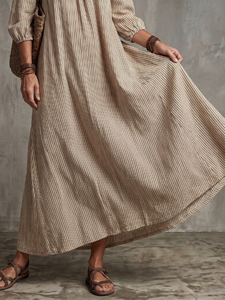 Eufemia | Abito Maxi a Righe con Spalle Scoperte