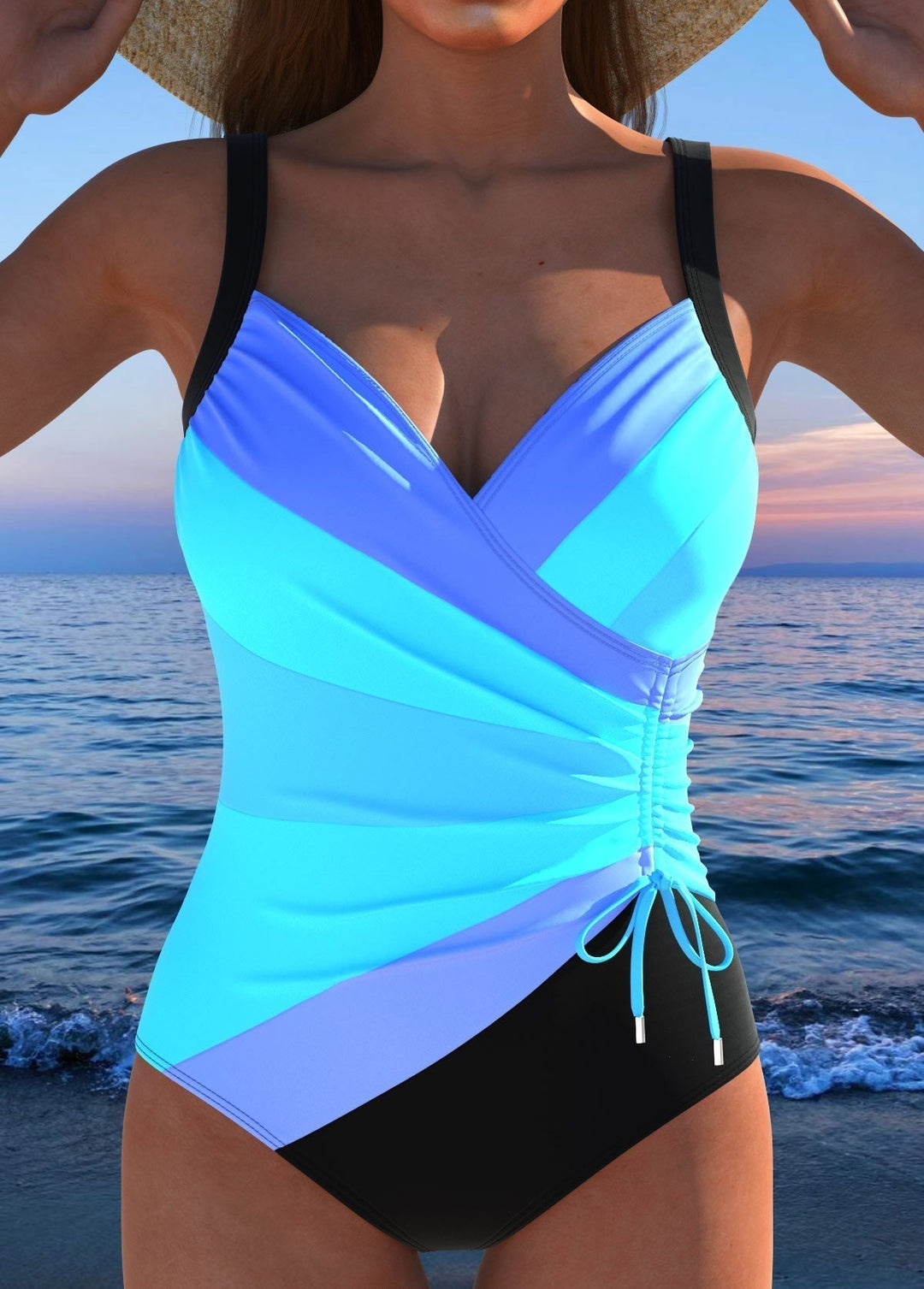 Costume da Bagno Surplice Elegante con Stampa Vivace