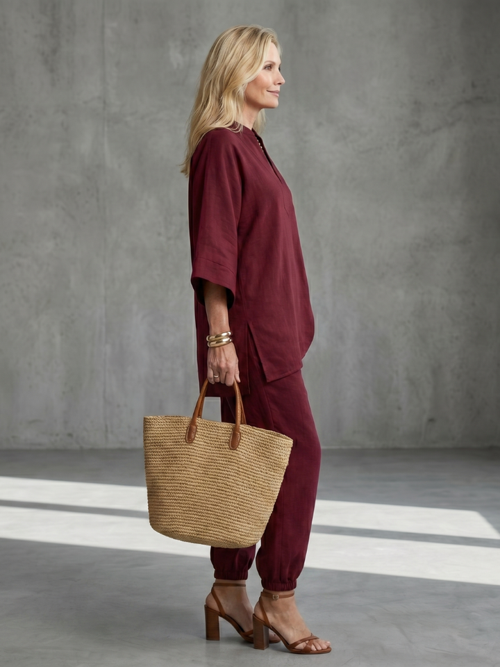 Georgiana | Set Tunica a V e Pantaloni Arricciati
